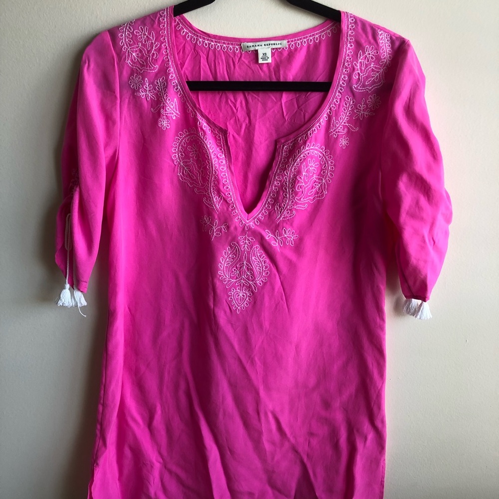 Banana Republic Silk Hot Pink Tunic XS